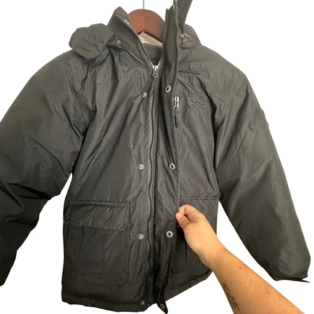 Reebok Kids Black Puffer Jacket Detachable Hood Ripstop Winter Coat Size S‎ 8